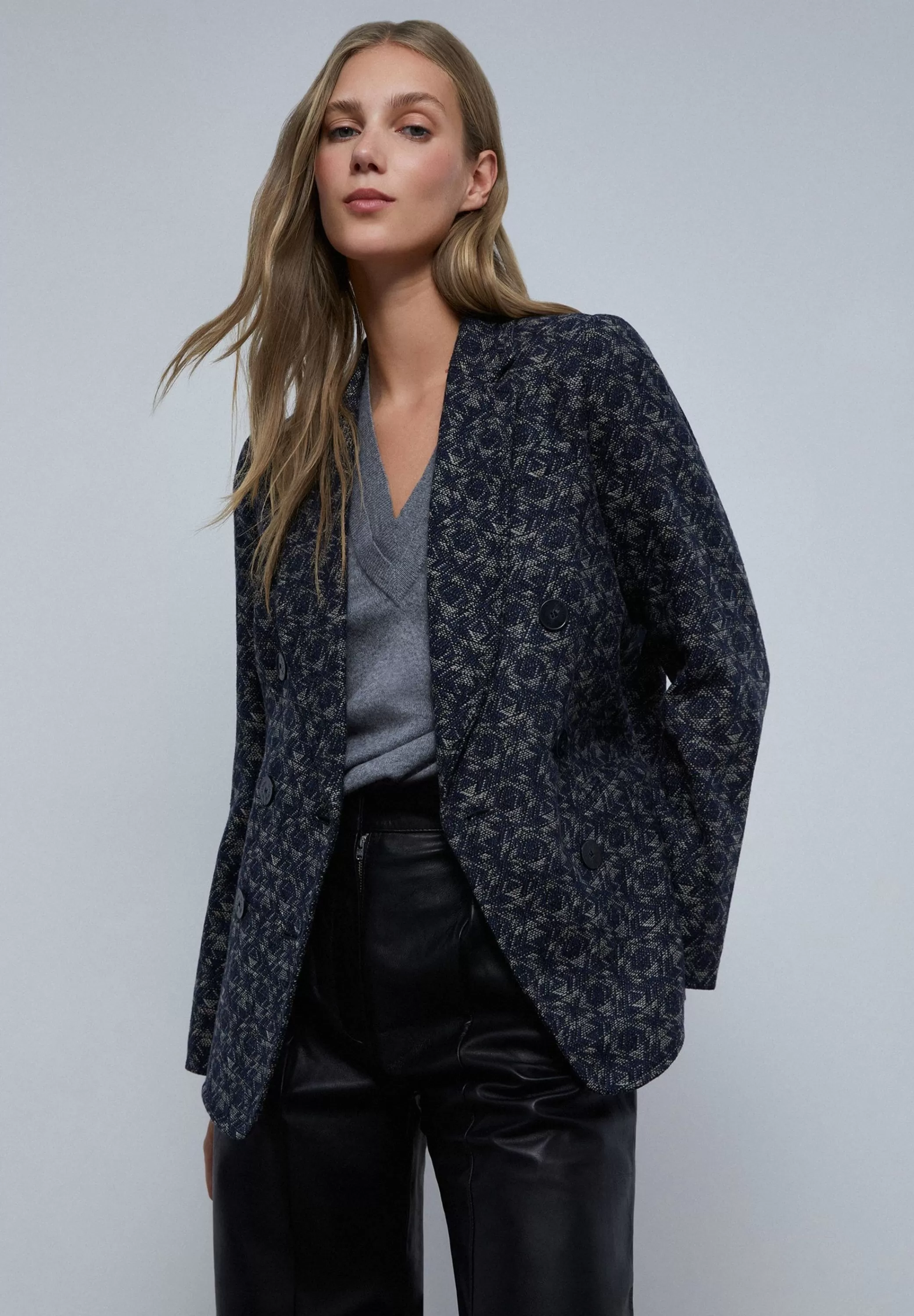 Cheap Blazer Cruzada Jacquard Mujer Blazers Y Chalecos