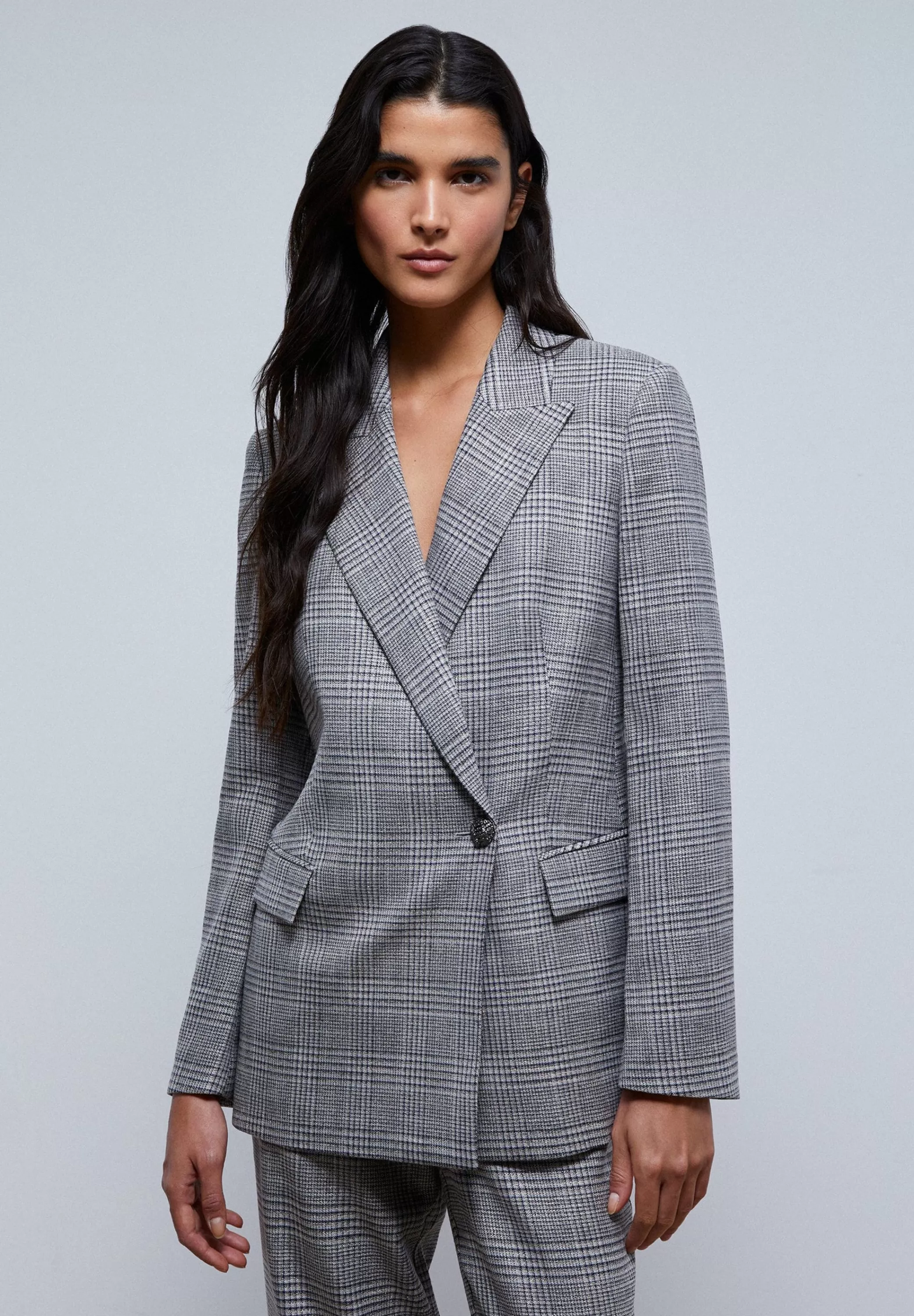 Flash Sale Blazer Cuadros Cruzada Boton Mujer Total Look