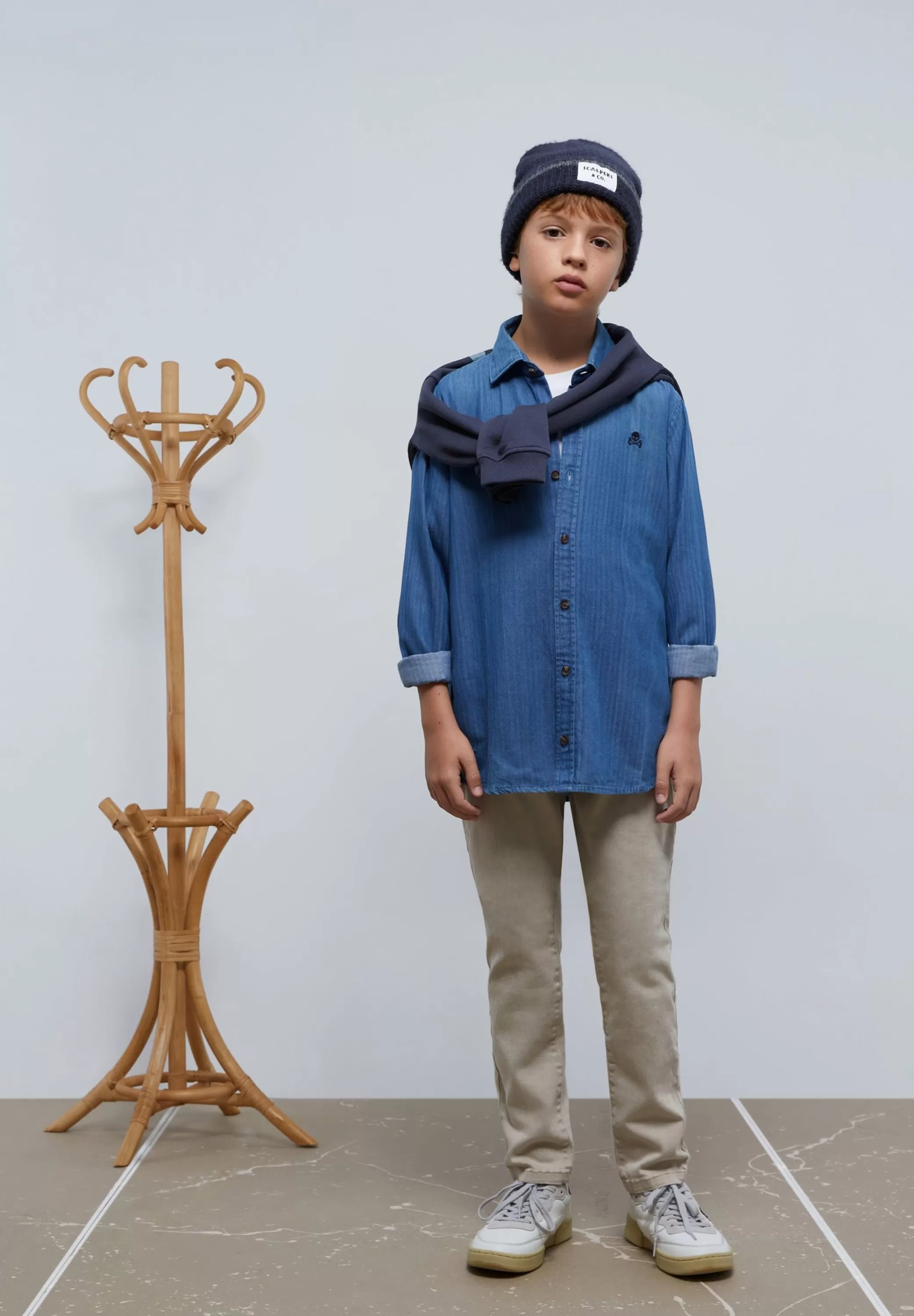 Shop Camisa Denim Calavera Contraste Niños Camisas