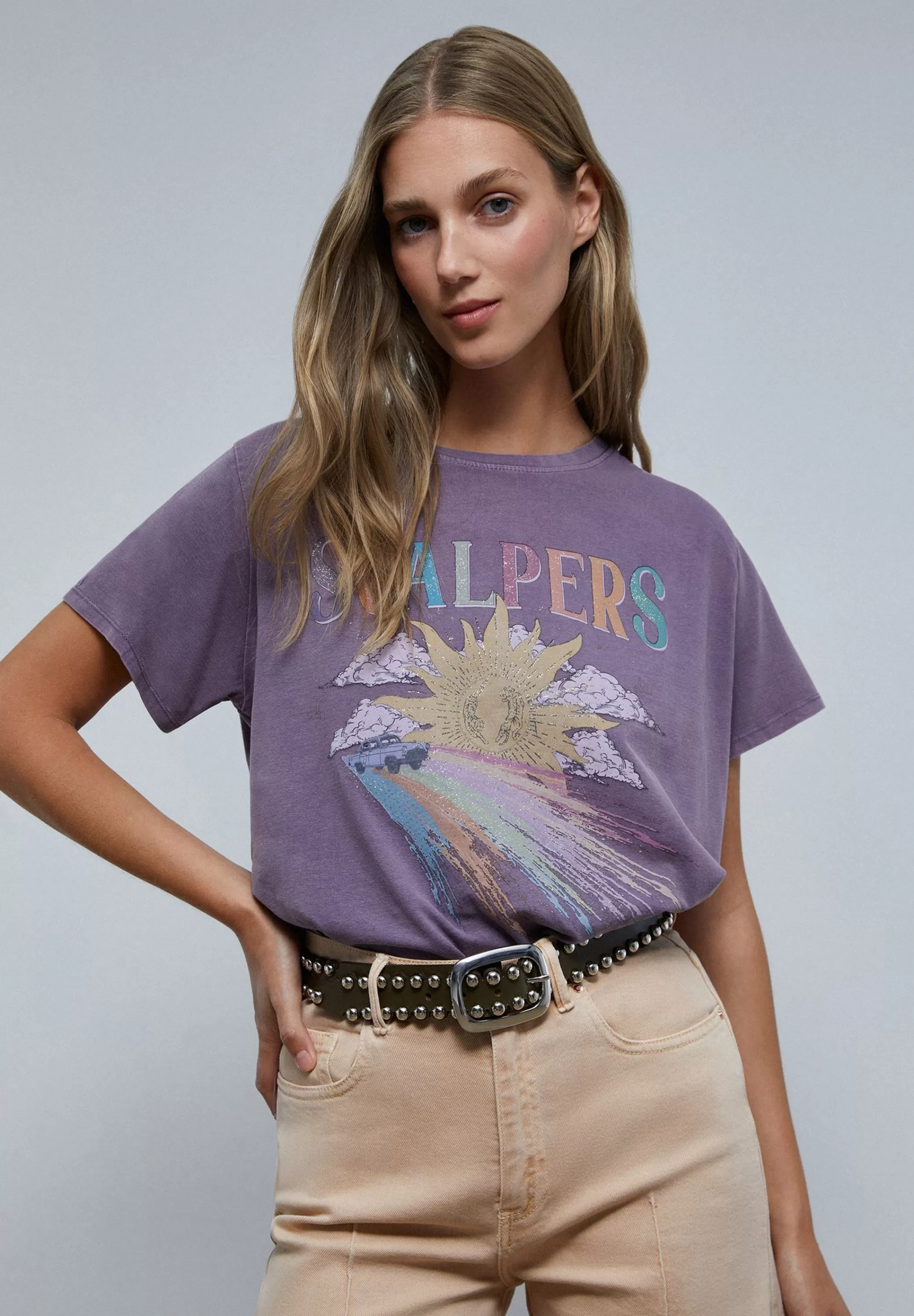 Clearance Camiseta Arcoiris Glitter Mujer Camisetas Y Tops