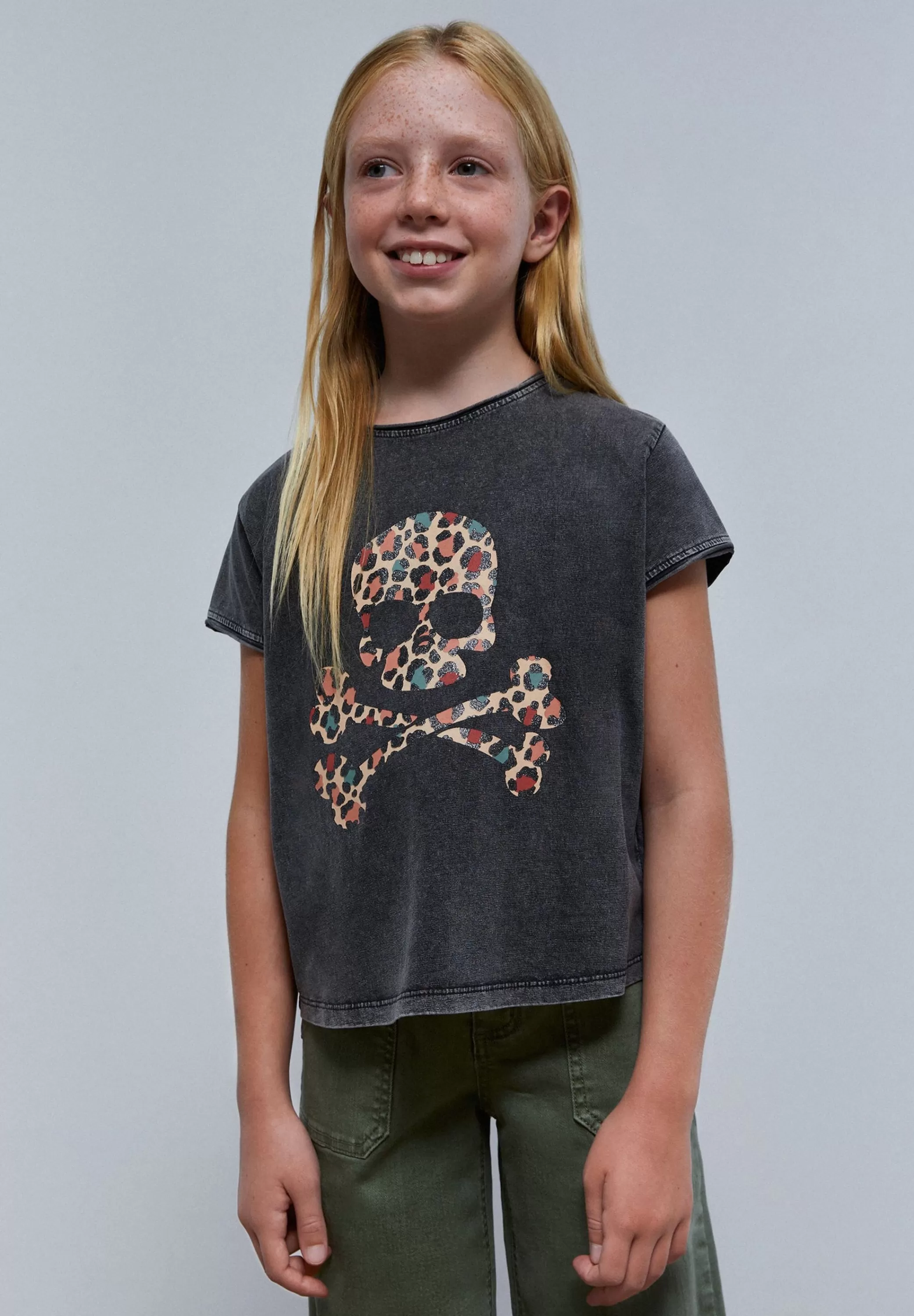 Cheap Camiseta Calavera Leopardo Glitter Niños Camisetas