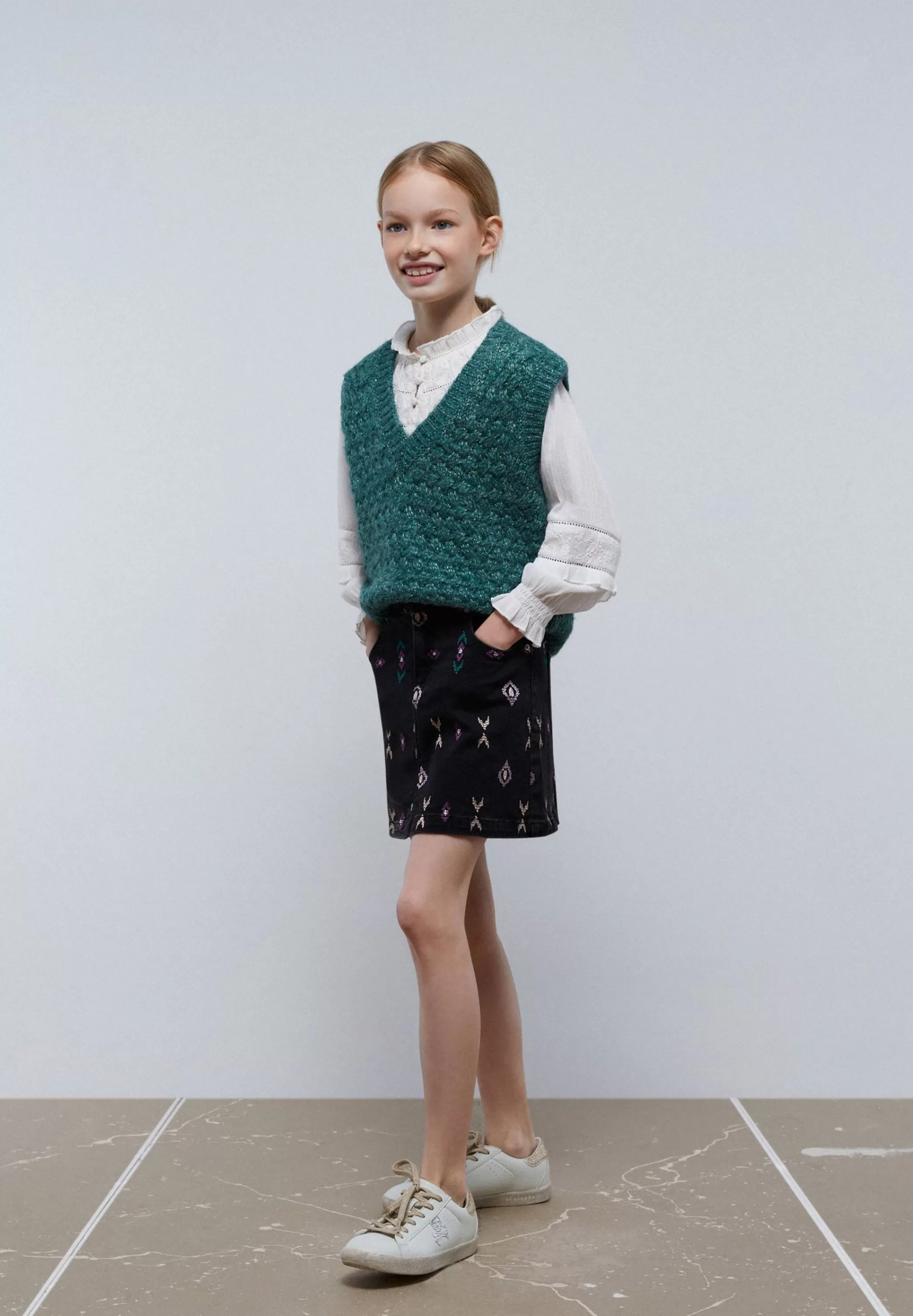 Discount Chaleco Punto Detalle Lurex Niños Jerséis Y Cárdigans