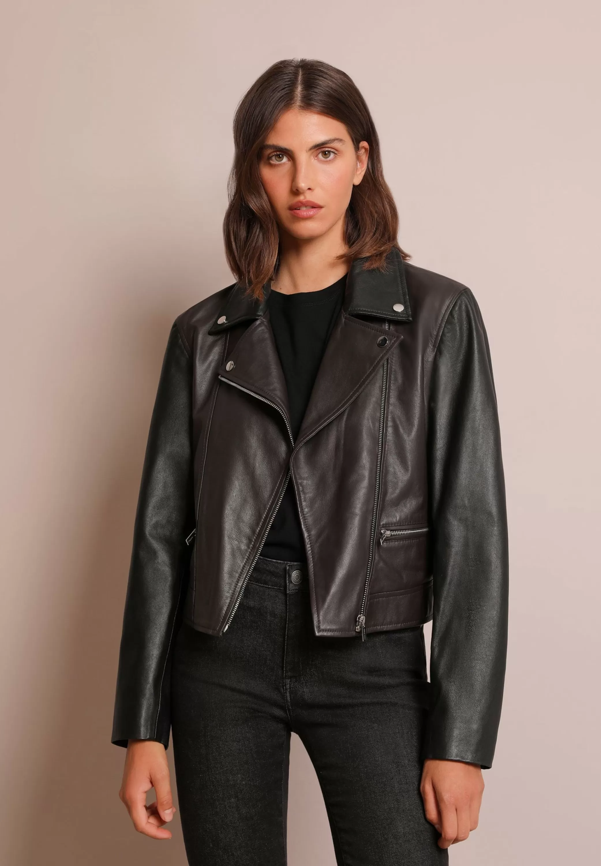 Cheap Chaqueta Biker Bicolor Mujer Abrigos Y Chaquetas