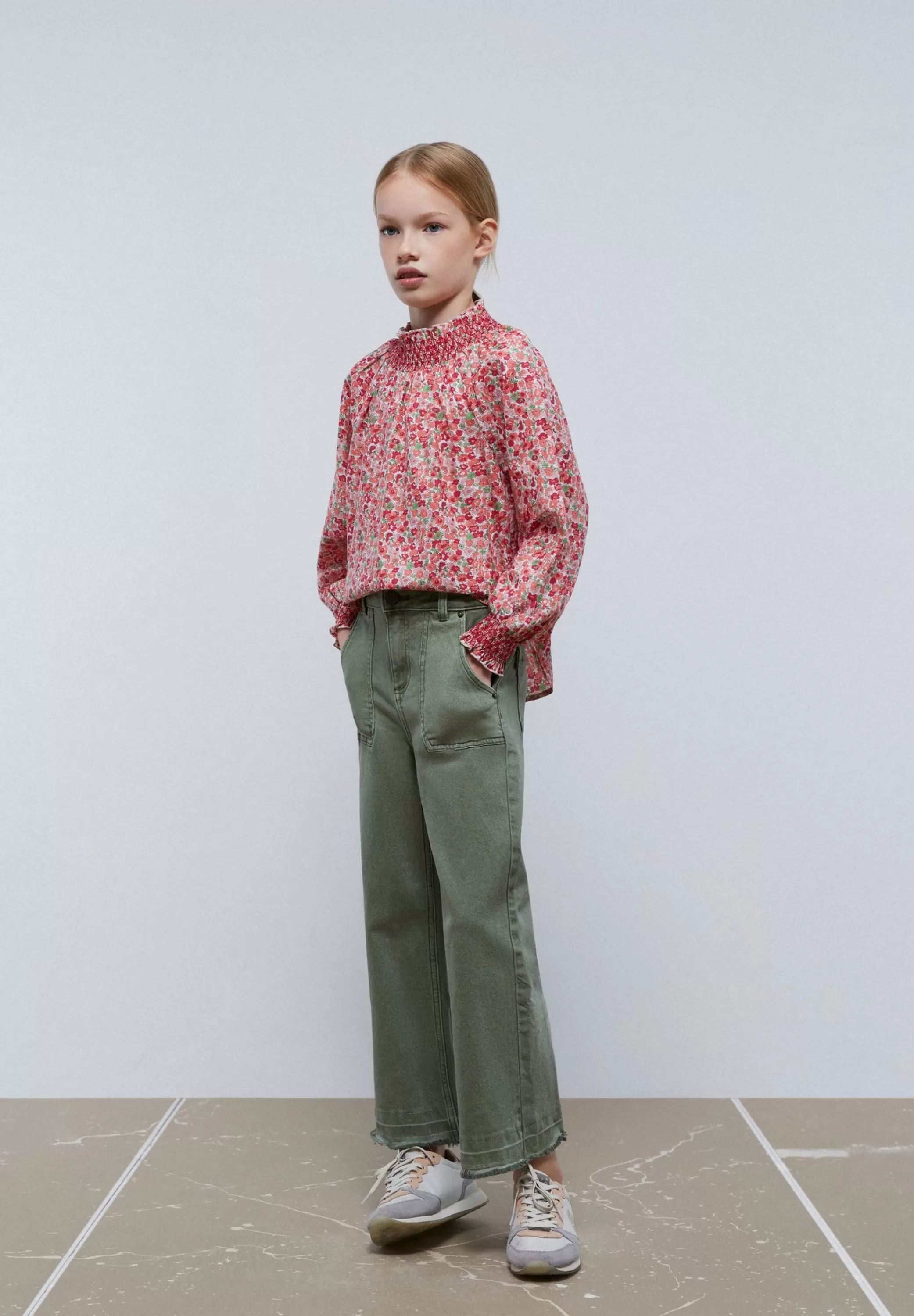 Store Pantalon Wide Leg Bajo Desflecado Niños Pantalones Y Petos