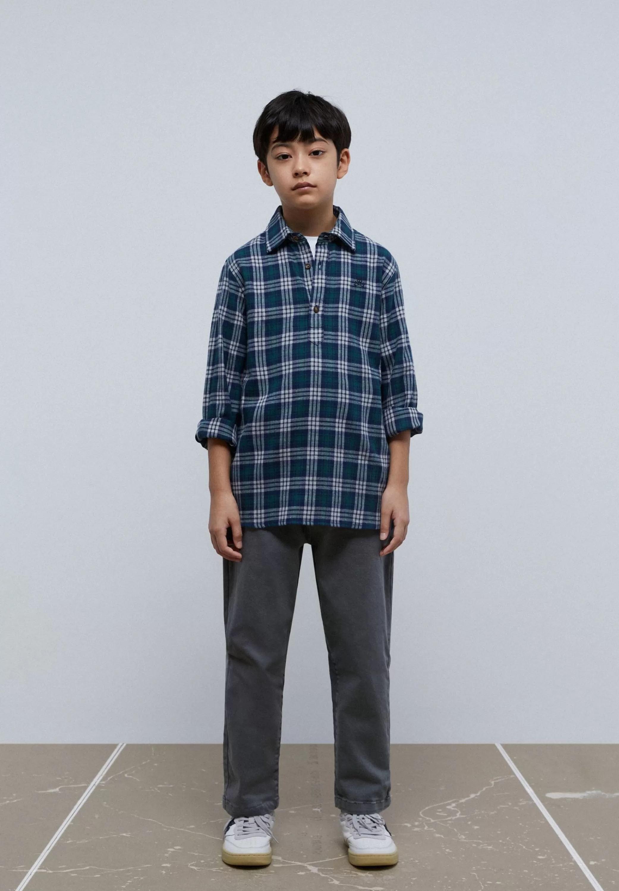 Outlet Polera Cuadros Tartan Niños Camisas