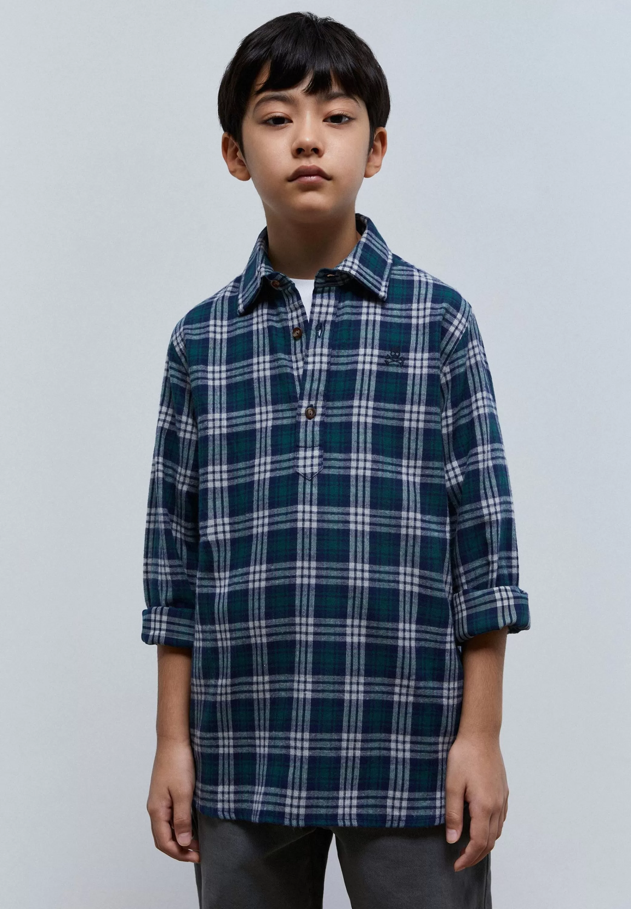 Outlet Polera Cuadros Tartan Niños Camisas