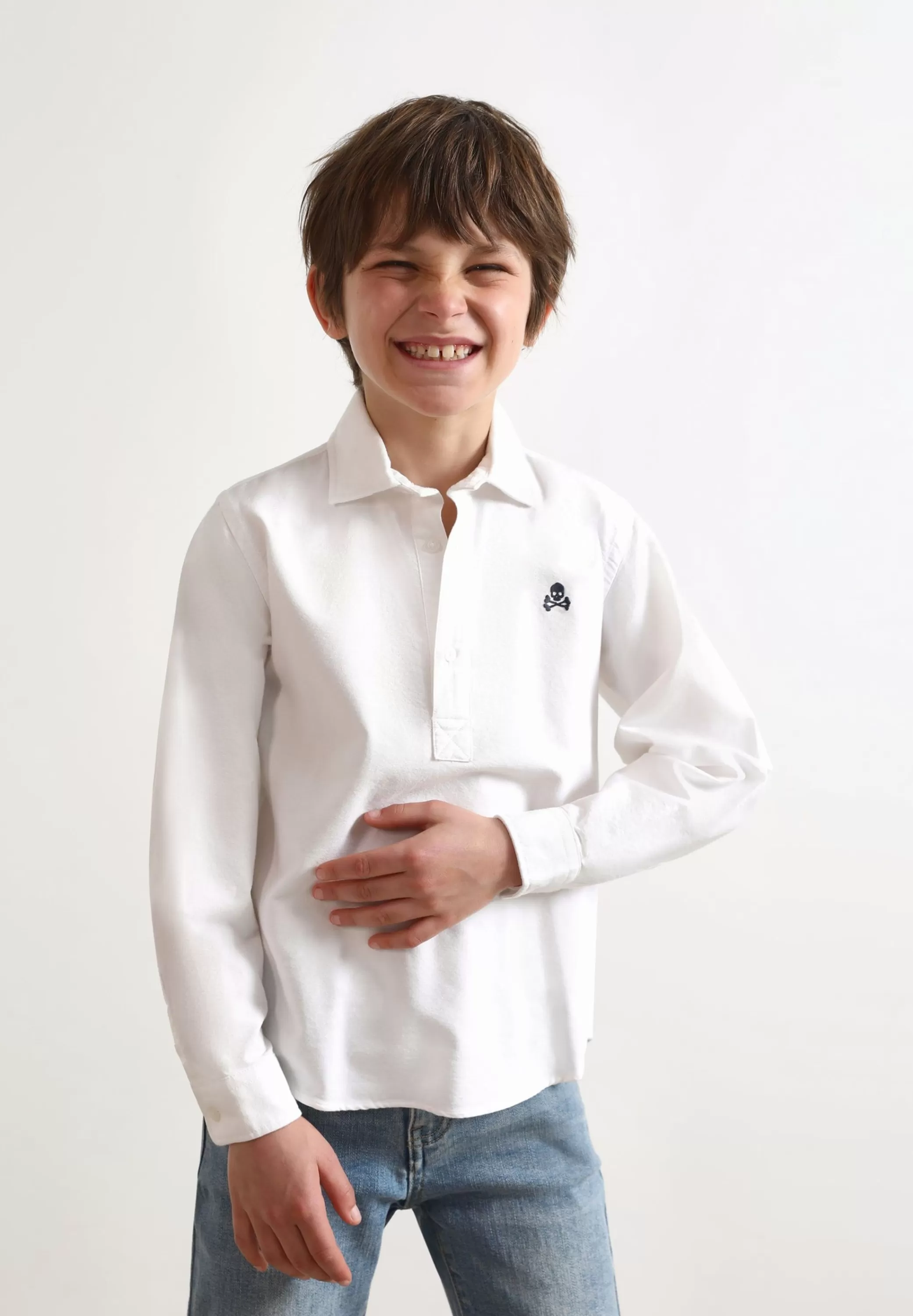 Outlet Polera Oxford Calavera Contraste Niños Mini Me