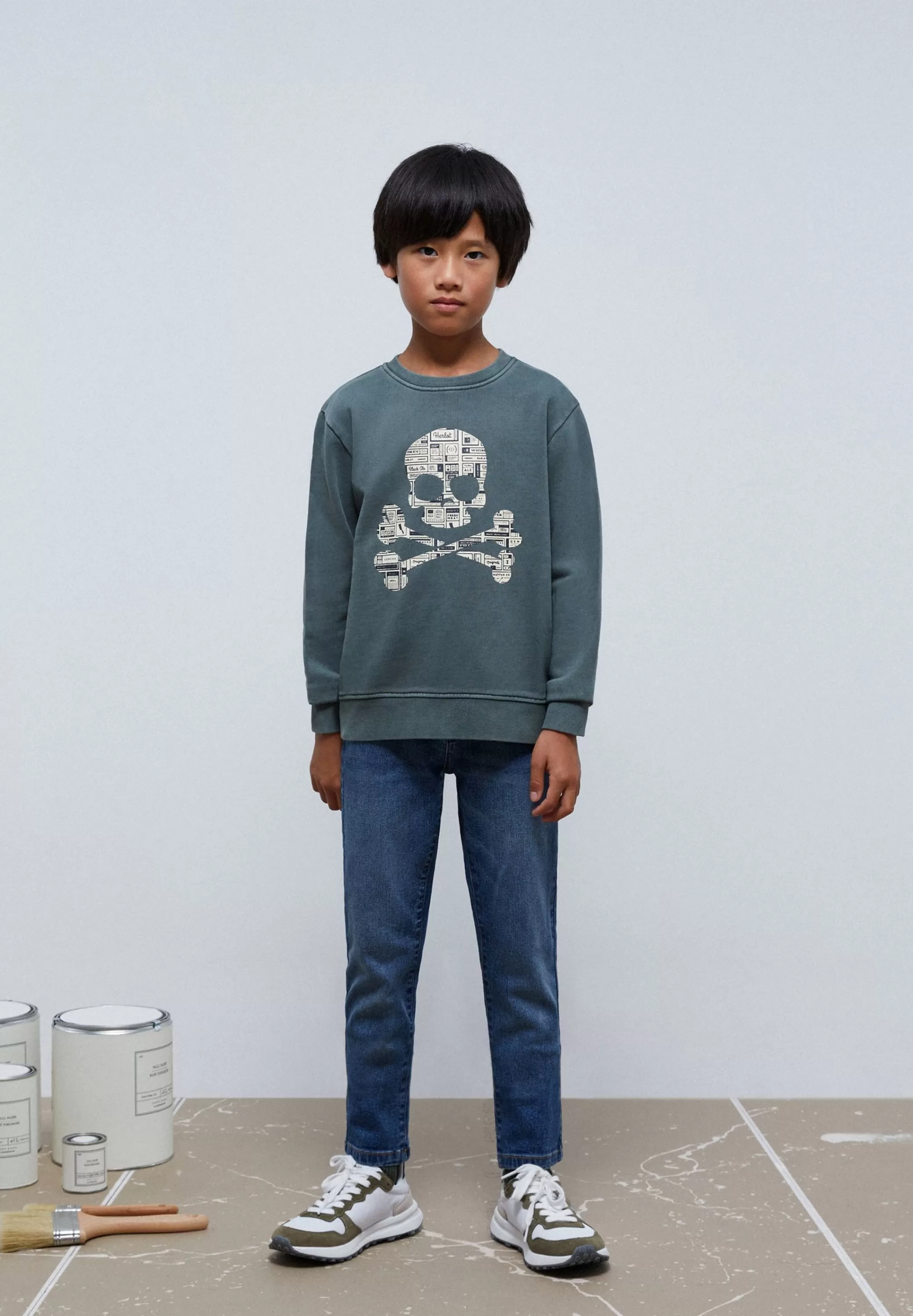 Sale Sudadera Calavera Texto Periodico Niños Sudaderas