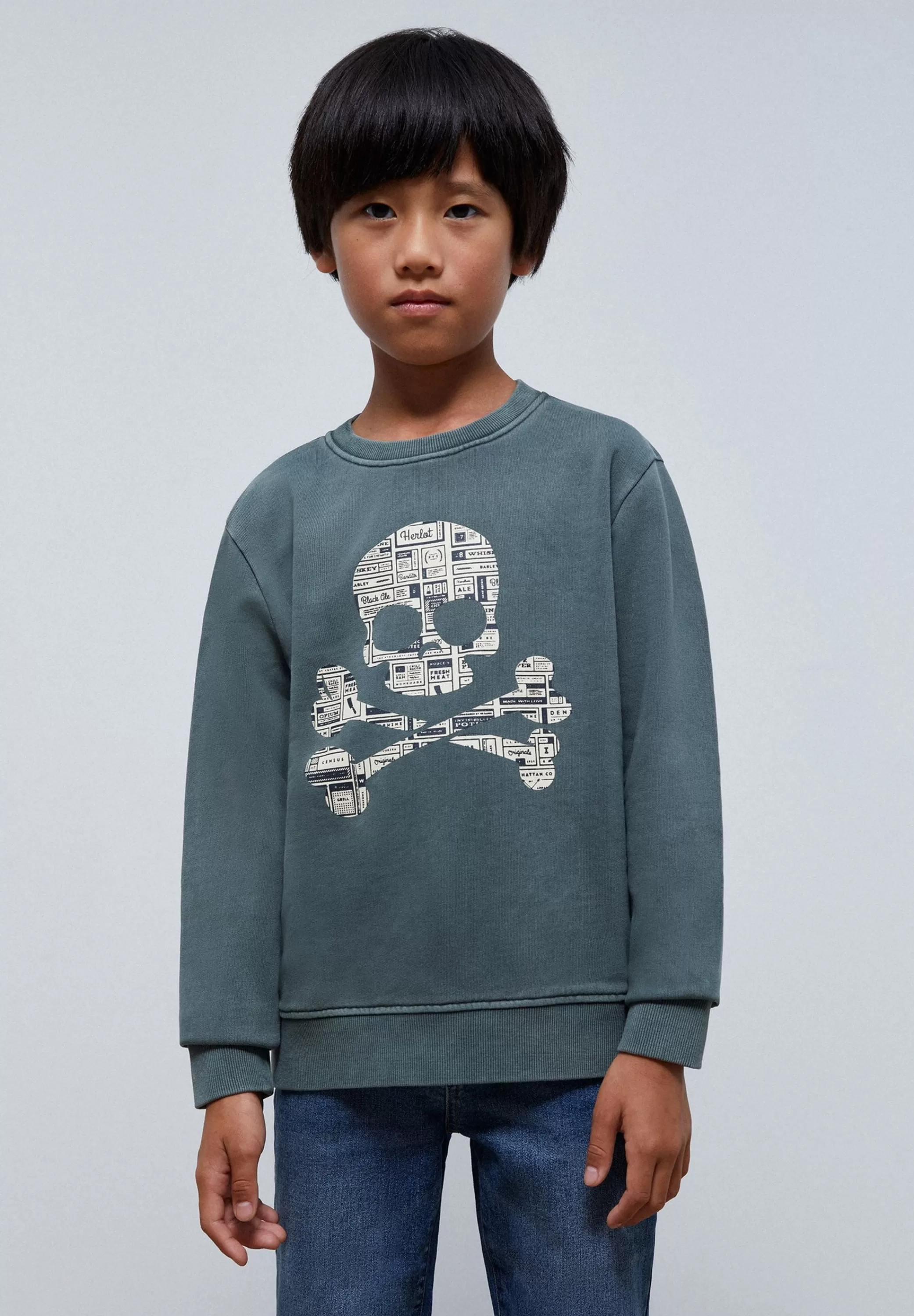 Sale Sudadera Calavera Texto Periodico Niños Sudaderas