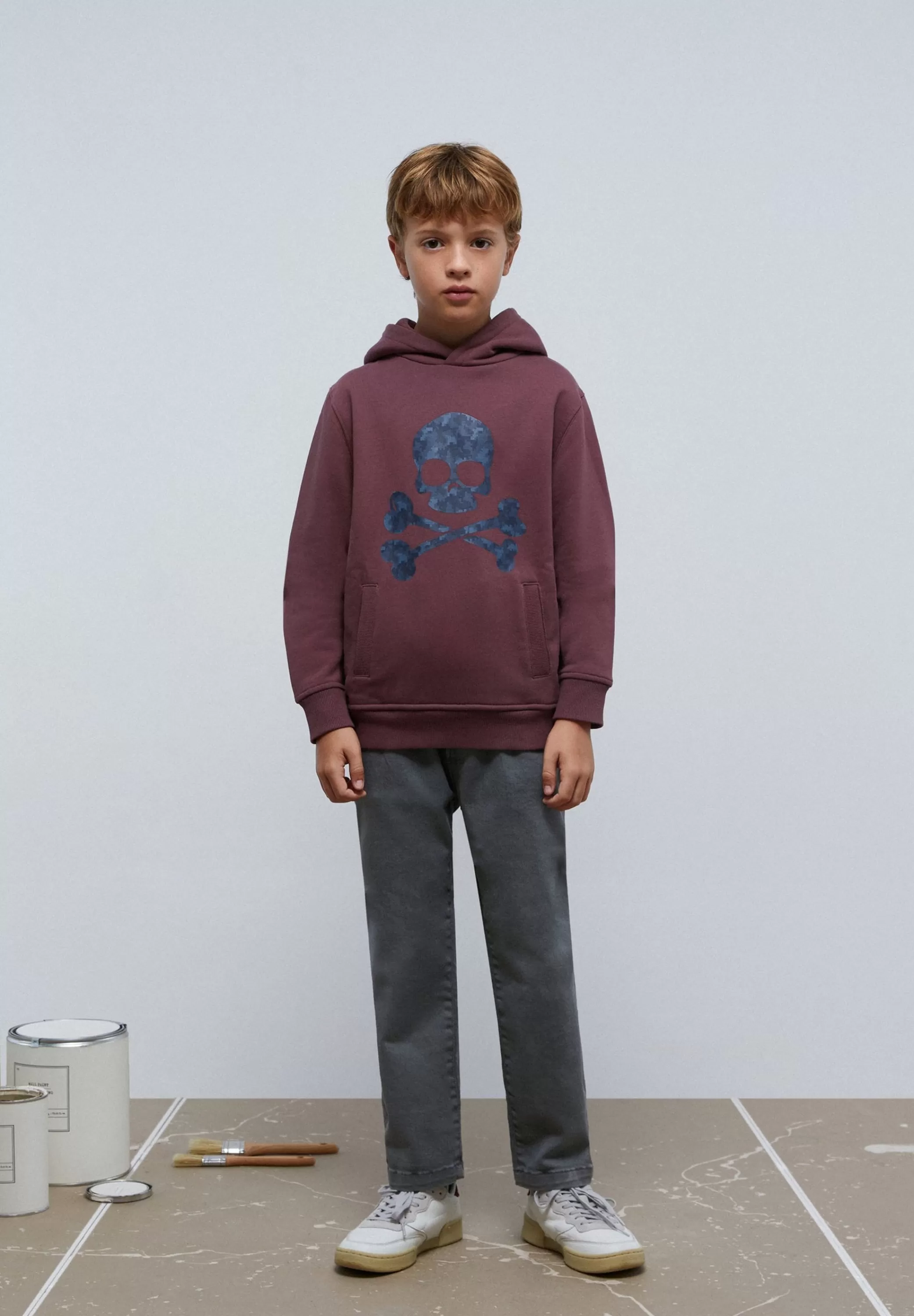 Clearance Sudadera Capucha Print Calavera Niños Sudaderas