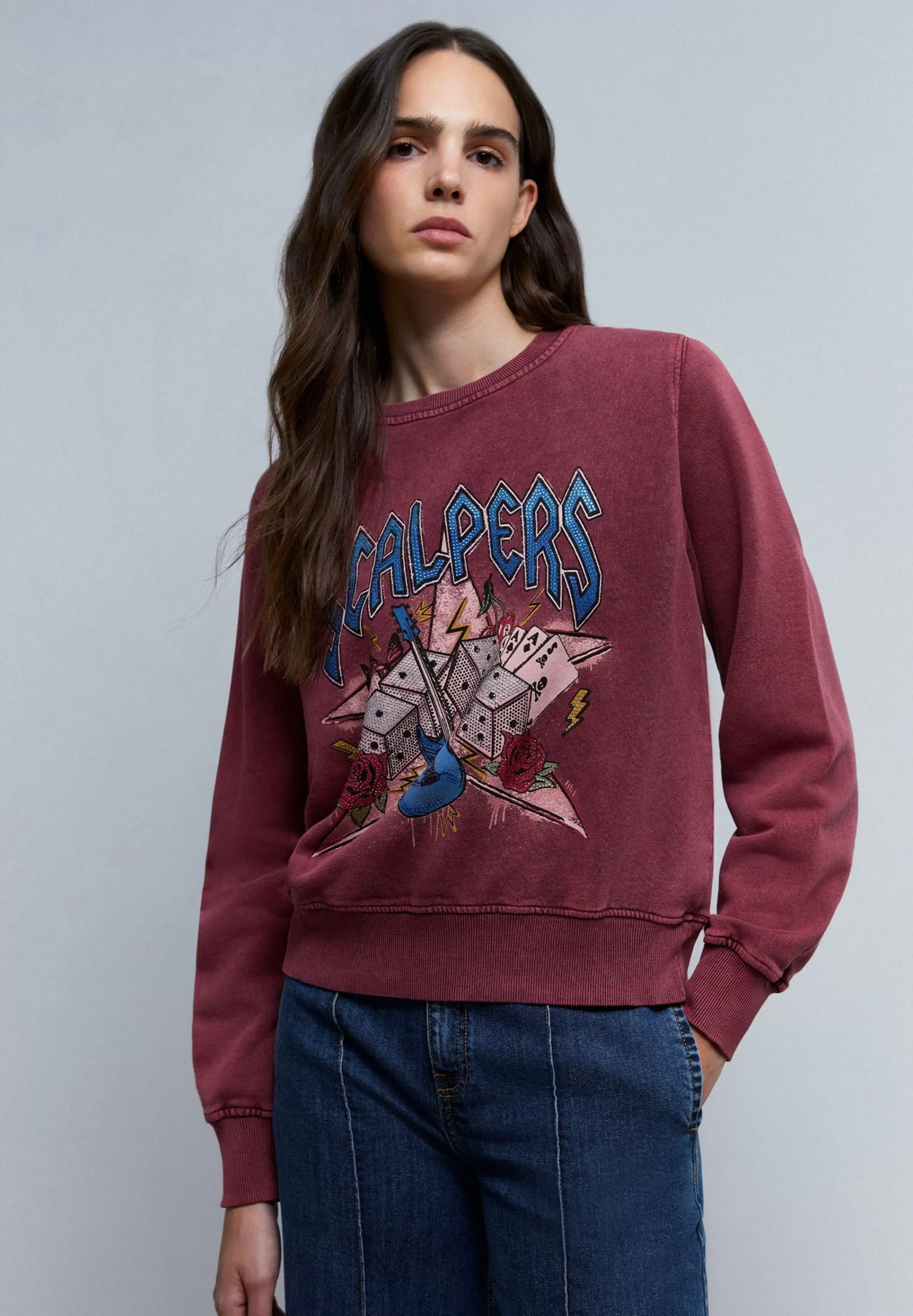 Cheap Sudadera Logo Print Cristales Mujer Sudaderas