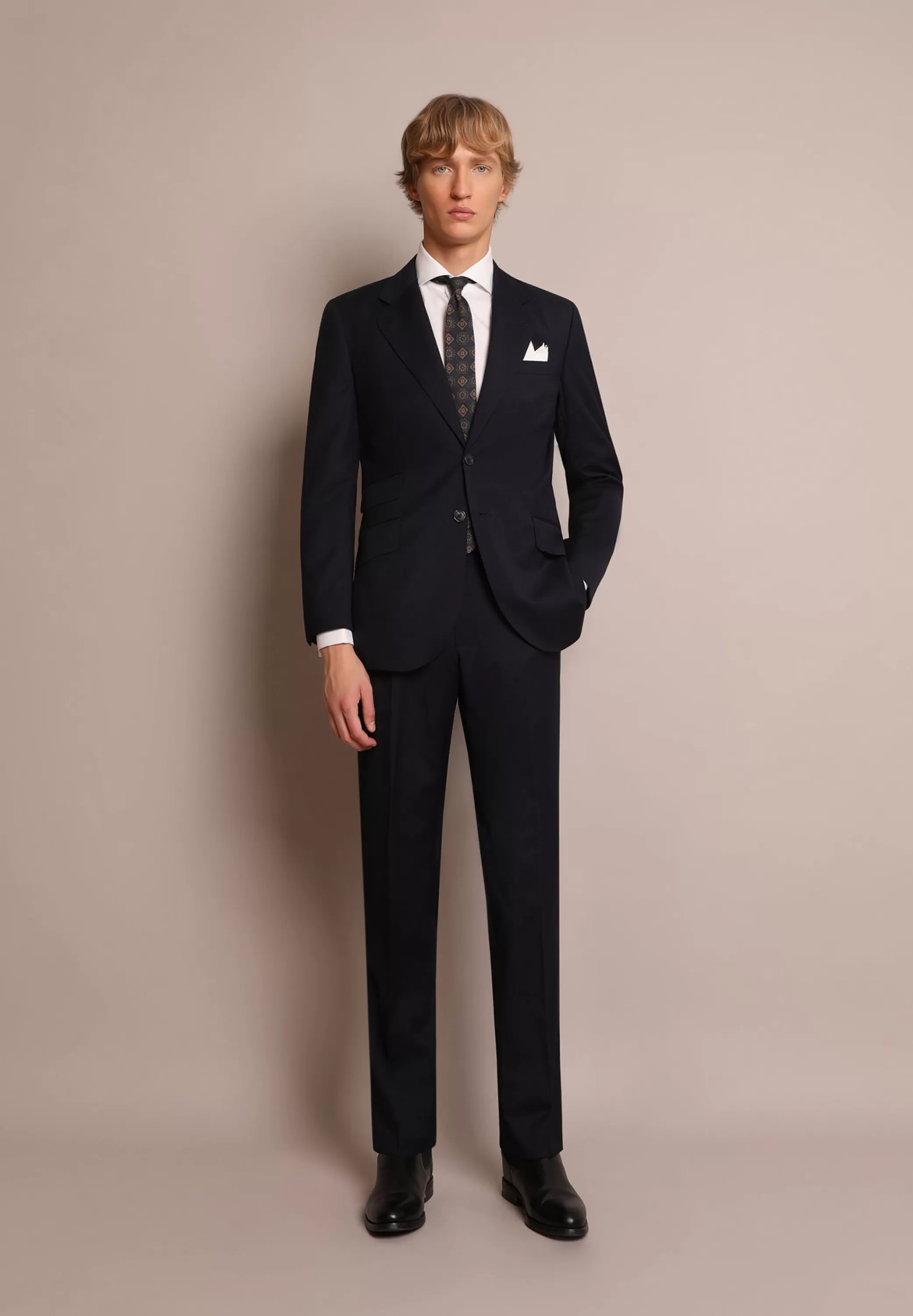 Best Traje Lana Azul Marino Hombre Trajes